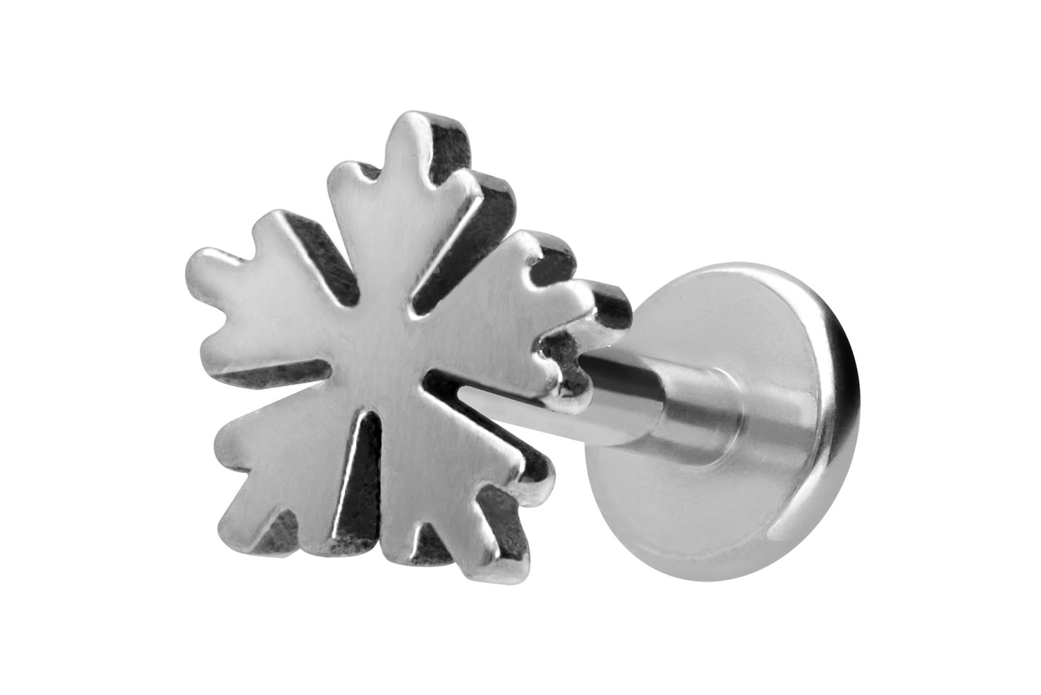 Titan Labret Piercing mit Innengewinde SCHNEEFLOCKE